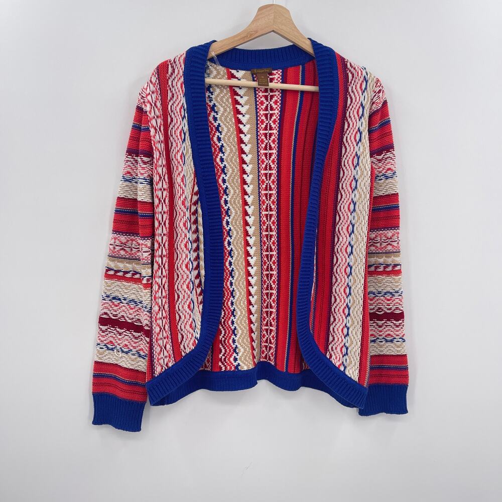 Copper Key Cardigan Sweater Women's M Multicolor 3D Knit Boho Southwestern Aztec